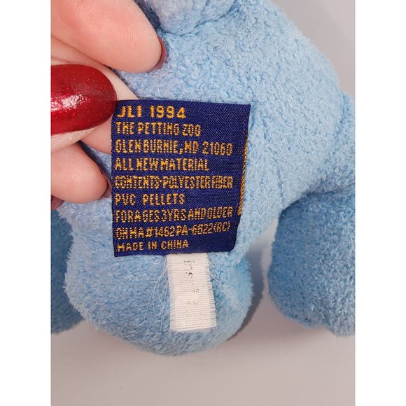 Vtg The Petting Zoo Aquamarine March Teddy Bear Plush Stuffed Animal PVC Pellets - Picture 3 of 8